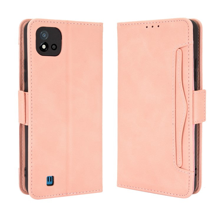 Multiple Card Slots Wallet Leather Stand Cover for Realme C11 2021 / C20 / C20A Phone Case - Pink