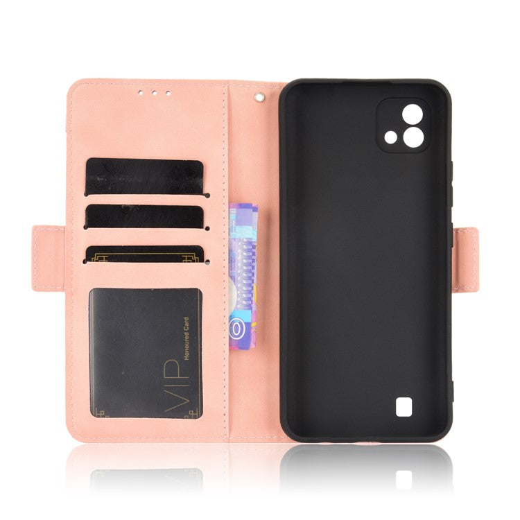 Multiple Card Slots Wallet Leather Stand Cover for Realme C11 2021 / C20 / C20A Phone Case - Pink