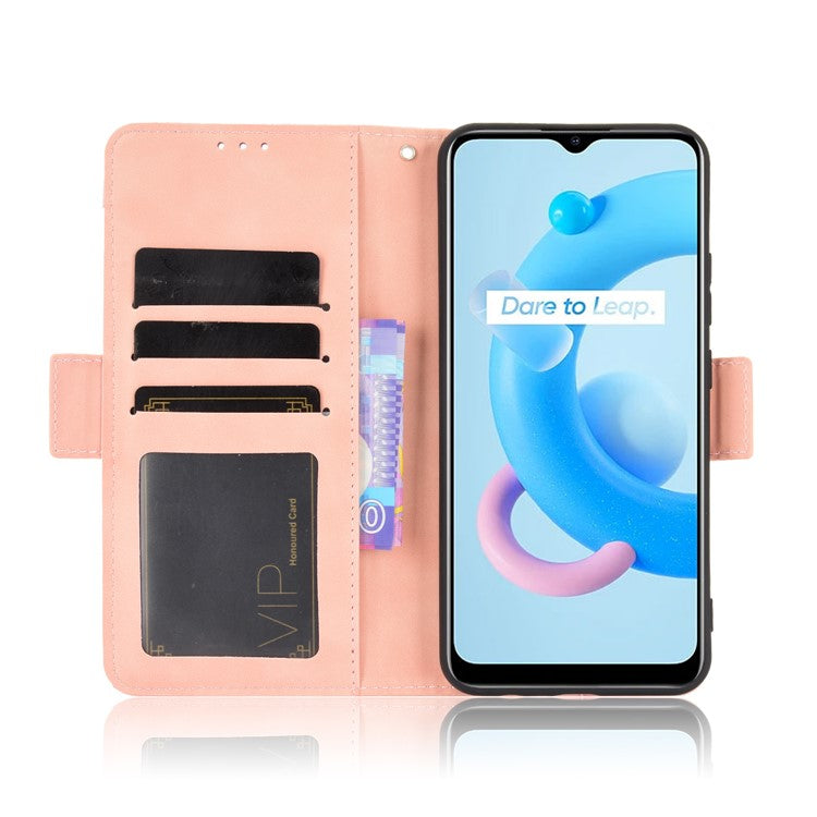 Multiple Card Slots Wallet Leather Stand Cover for Realme C11 2021 / C20 / C20A Phone Case - Pink