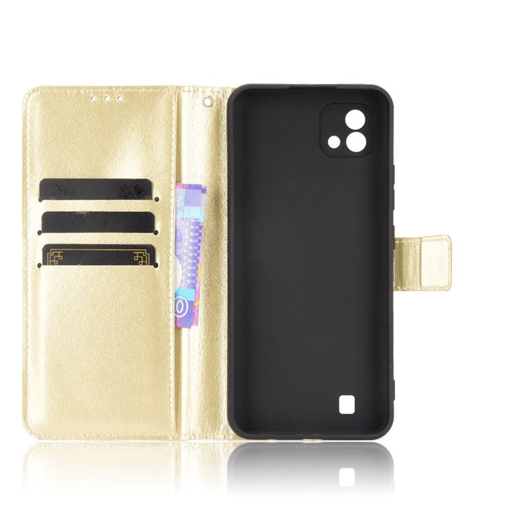 Crazy Horse Texture PU Leather Wallet Stand Phone Case Cover for Realme C11 2021/C20/C20A - Gold