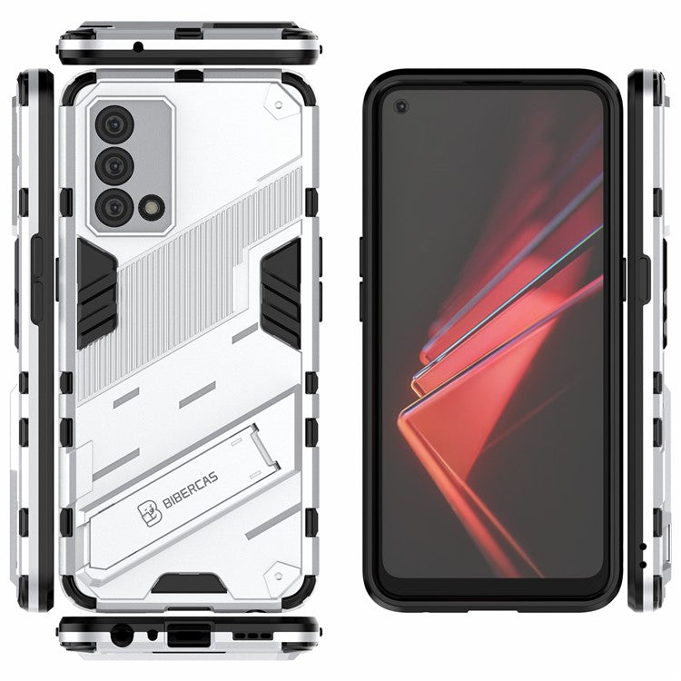 PC + TPU Shockproof Hybrid Case Phone Cover with Foldable Kickstand for Oppo K9 - White