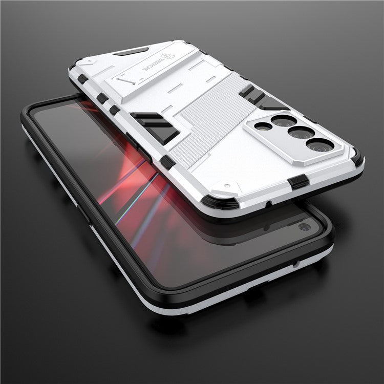 PC + TPU Shockproof Hybrid Case Phone Cover with Foldable Kickstand for Oppo K9 - White