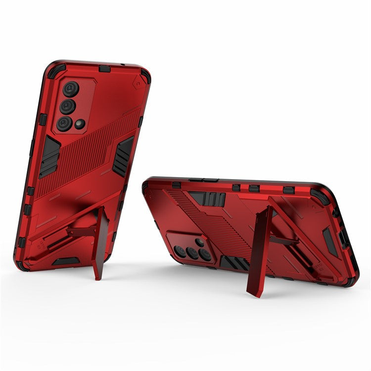 PC + TPU Shockproof Hybrid Case Phone Cover with Foldable Kickstand for Oppo K9 - Red