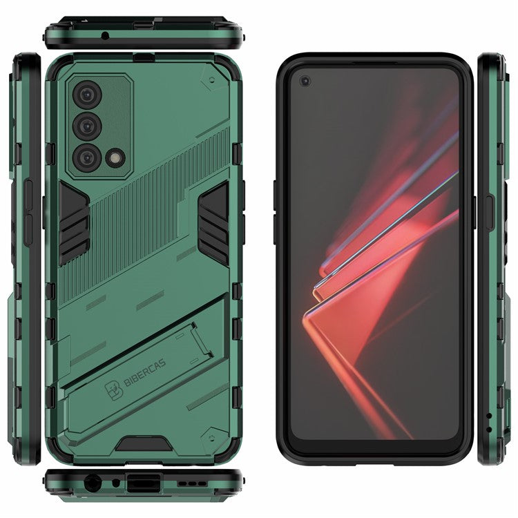 PC + TPU Shockproof Hybrid Case Phone Cover with Foldable Kickstand for Oppo K9 - Green
