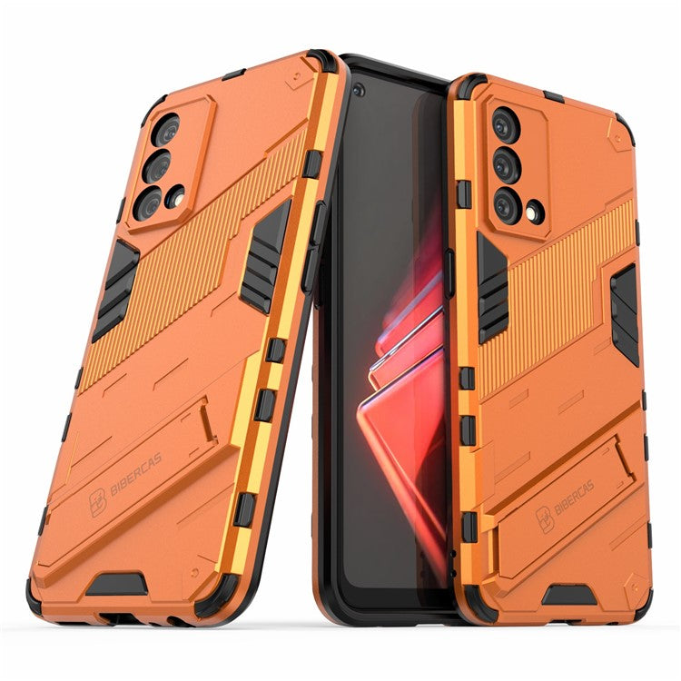 PC + TPU Shockproof Hybrid Case Phone Cover with Foldable Kickstand for Oppo K9 - Orange