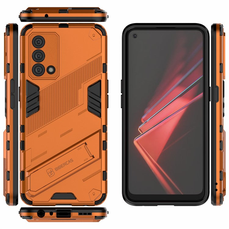 PC + TPU Shockproof Hybrid Case Phone Cover with Foldable Kickstand for Oppo K9 - Orange