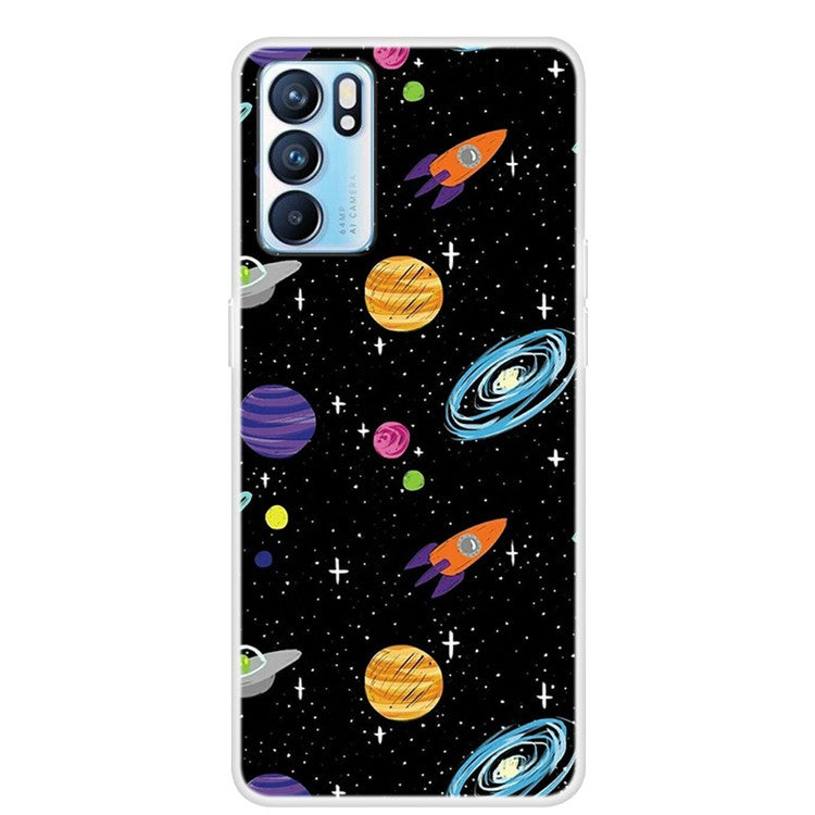 Stylish Pattern Printing Full Protection Soft TPU Phone Case Cover for Oppo Reno6 5G - Outerspace