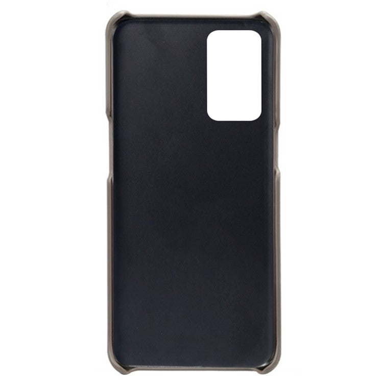 KSQ Double Card Slots PU Leather Coated PC Shell Cover Case for Oppo Reno6 5G - Grey