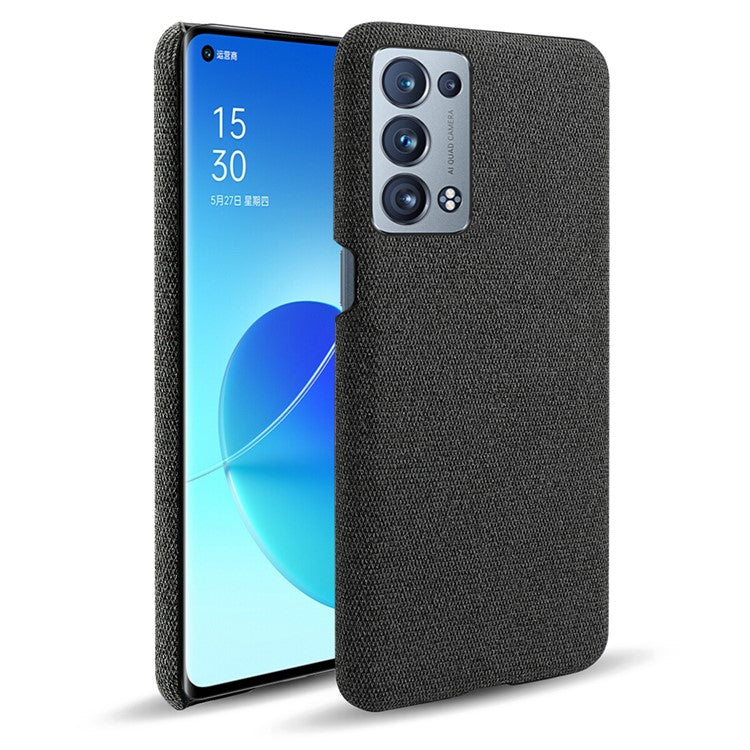 KSQ Well-Protected Cloth Coated Plastic Phone Case for Oppo Reno6 Pro+ 5G/Pro 5G (Snapdragon) - Black