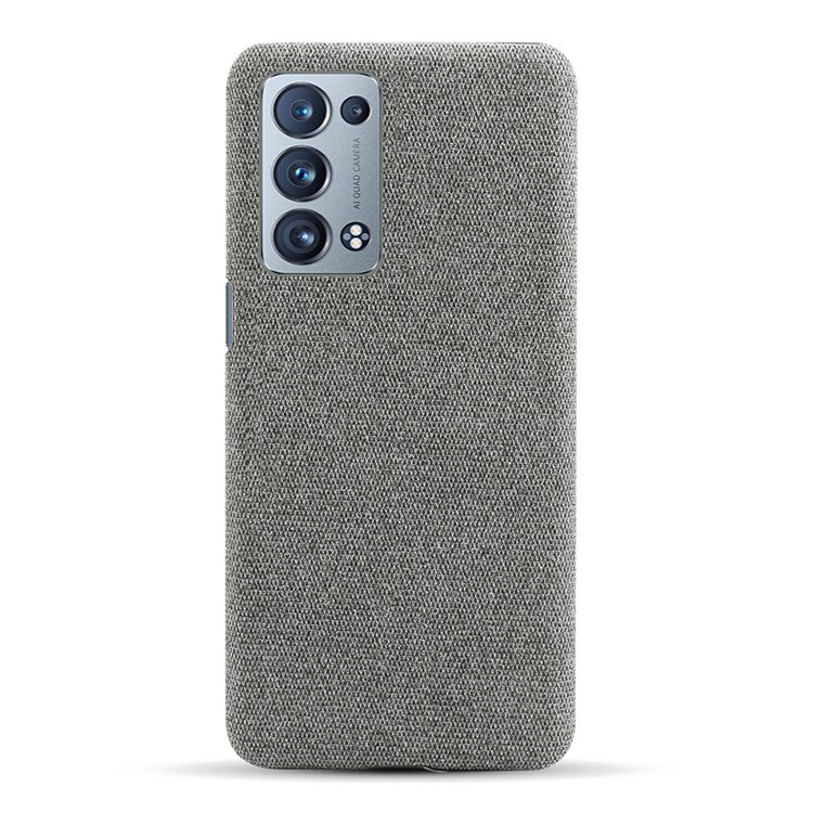 KSQ Well-Protected Cloth Coated Plastic Phone Case for Oppo Reno6 Pro+ 5G/Pro 5G (Snapdragon) - Grey