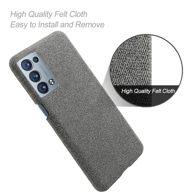 KSQ Well-Protected Cloth Coated Plastic Phone Case for Oppo Reno6 Pro+ 5G/Pro 5G (Snapdragon) - Grey