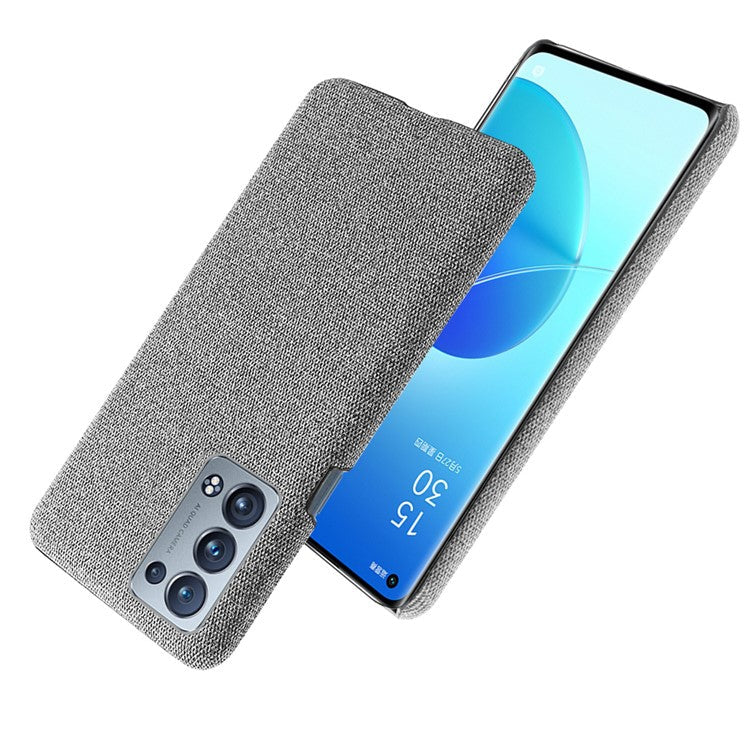 KSQ Well-Protected Cloth Coated Plastic Phone Case for Oppo Reno6 Pro+ 5G/Pro 5G (Snapdragon) - Light Grey