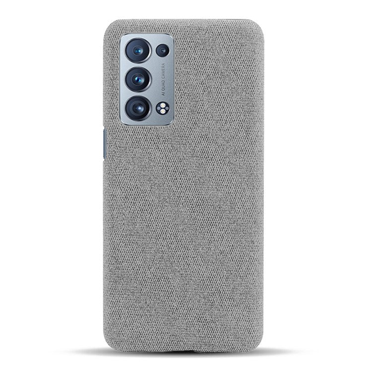 KSQ Well-Protected Cloth Coated Plastic Phone Case for Oppo Reno6 Pro+ 5G/Pro 5G (Snapdragon) - Light Grey