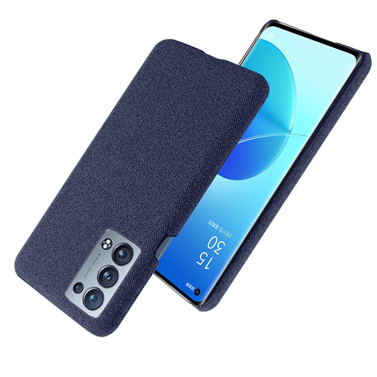 KSQ Well-Protected Cloth Coated Plastic Phone Case for Oppo Reno6 Pro+ 5G/Pro 5G (Snapdragon) - Blue