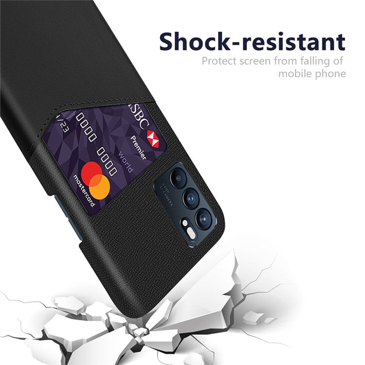 KSQ Cloth + Leather + PC Well-Protected Card Slot Phone Case for Oppo Reno6 Pro 5G (MediaTek) - Black