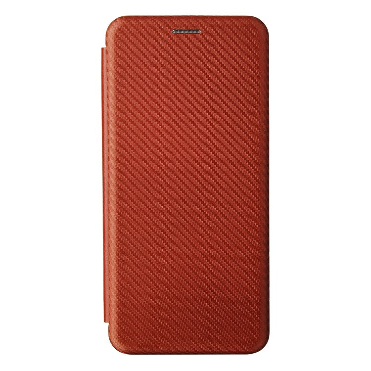 Carbon Fiber Texture Card Slot Auto-absorbed Leather Phone Shell Cover for Realme C11 2021 / C20 - Orange