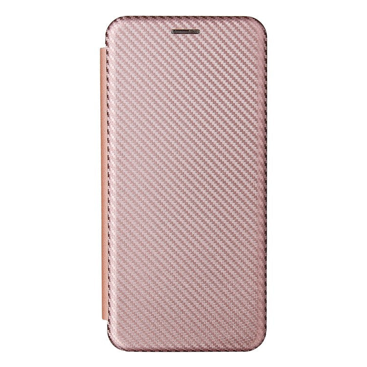 Carbon Fiber Texture Card Slot Auto-absorbed Leather Phone Shell Cover for Realme C11 2021 / C20 - Gold