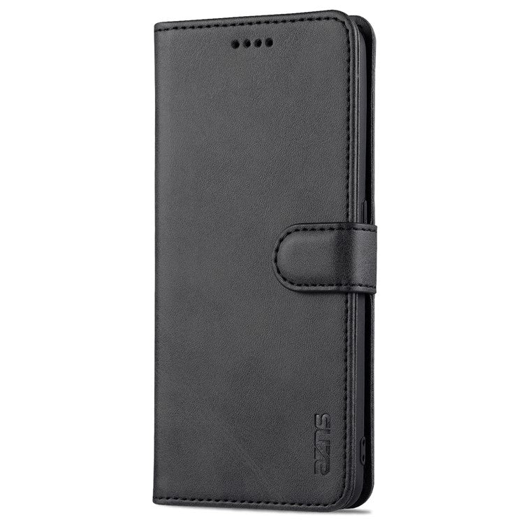 AZNS Stand Wallet Design PU Leather Protective Phone Case for Oppo A93 5G / A74 5G - Black