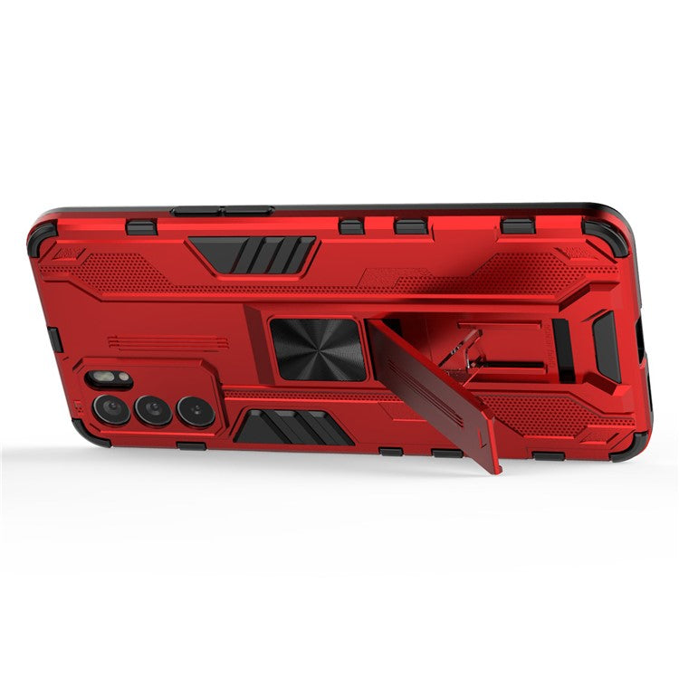 Sturdy Kickstand Hybrid Hard PC + Soft TPU Shockproof Full Body Protective Case for Oppo Reno6 5G - Red
