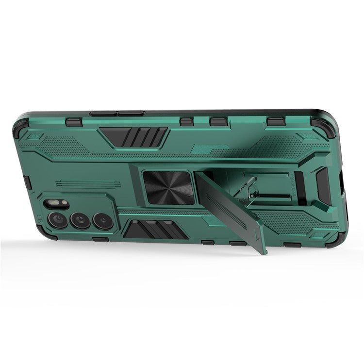 Sturdy Kickstand Hybrid Hard PC + Soft TPU Shockproof Full Body Protective Case for Oppo Reno6 5G - Green