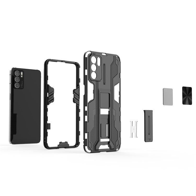 Sturdy Kickstand Hybrid Hard PC + Soft TPU Shockproof Full Body Protective Case for Oppo Reno6 5G - Green
