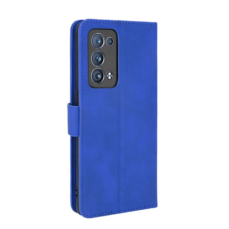 Skin-touch Feeling PU Leather Protective Phone Cover Supporting Stand Cover Wallet for Oppo Reno6 Pro+ 5G/Pro 5G (Snapdragon) - Blue