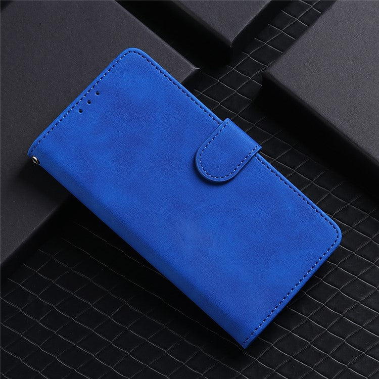 Skin-touch Feeling PU Leather Protective Phone Cover Supporting Stand Cover Wallet for Oppo Reno6 Pro+ 5G/Pro 5G (Snapdragon) - Blue
