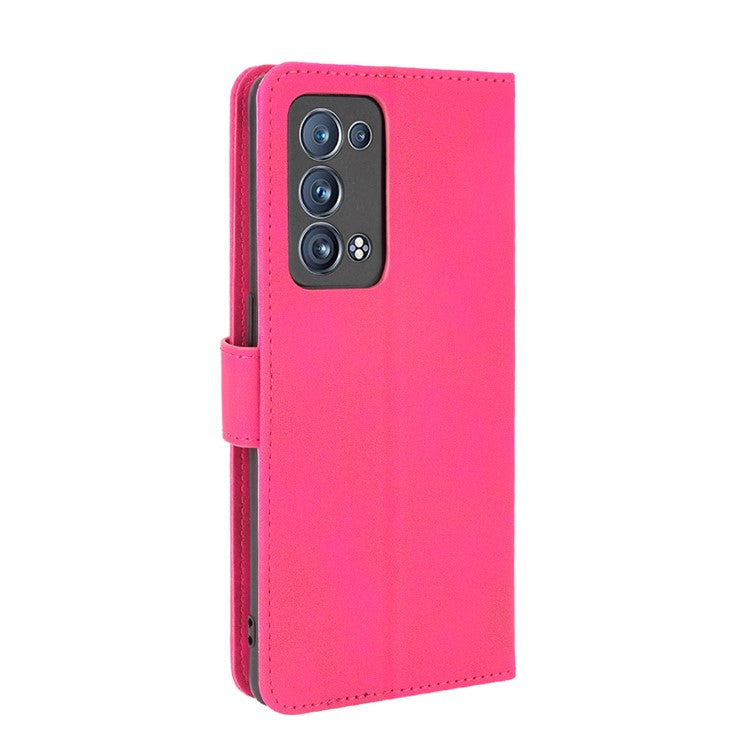 Skin-touch Feeling PU Leather Protective Phone Cover Supporting Stand Cover Wallet for Oppo Reno6 Pro+ 5G/Pro 5G (Snapdragon) - Rose