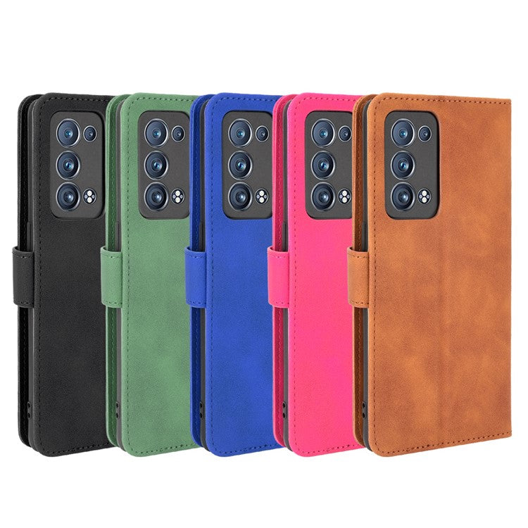 Skin-touch Feeling PU Leather Protective Phone Cover Supporting Stand Cover Wallet for Oppo Reno6 Pro+ 5G/Pro 5G (Snapdragon) - Rose