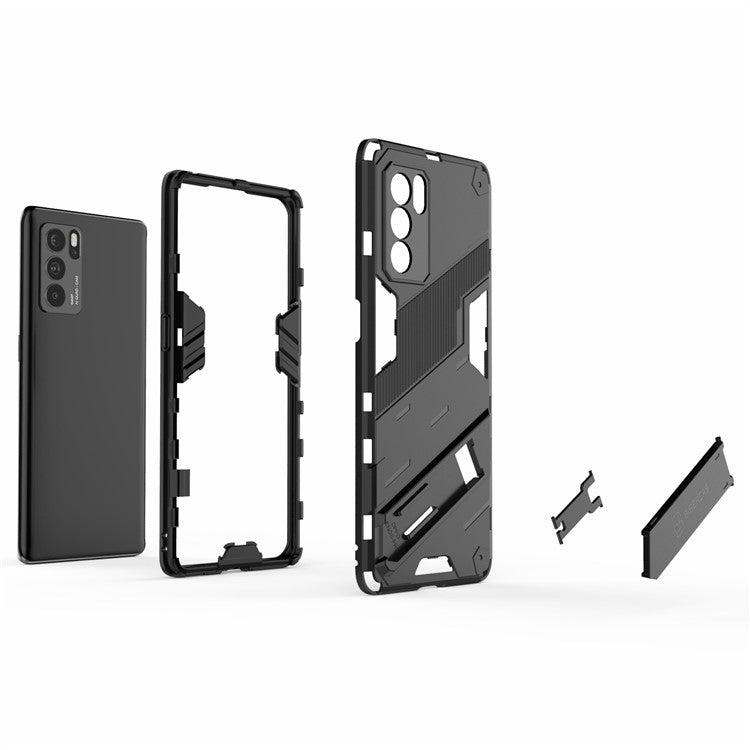 Kickstand Design Heavy Duty Tough Protection PC + TPU Case for Oppo Reno6 Pro 5G (MediaTek) - Red
