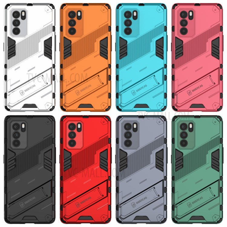 Kickstand Design Heavy Duty Tough Protection PC + TPU Case for Oppo Reno6 Pro 5G (MediaTek) - Green