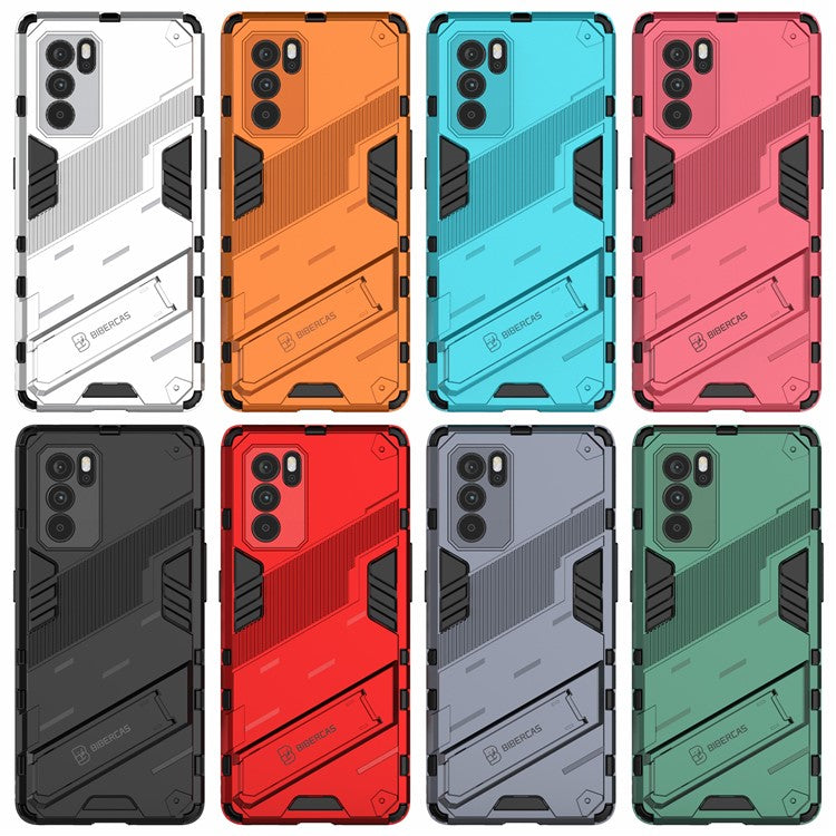 Kickstand Design Heavy Duty Tough Protection PC + TPU Case for Oppo Reno6 Pro 5G (MediaTek) - White