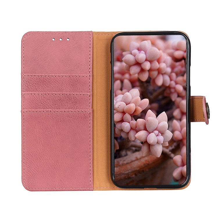 KHAZNEH Leather Wallet Stand Design Phone Cover Shell for Oppo Reno6 Pro+ 5G/Pro 5G (Snapdragon) - Pink