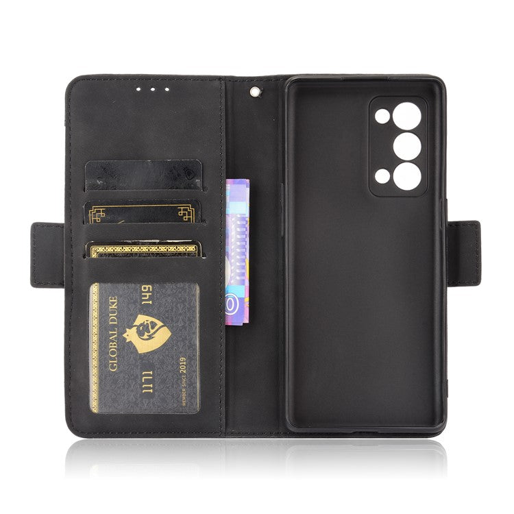 Multiple Card Slots Design PU Leather Stand Wallet Phone Case for Oppo Reno6 Pro+ 5G/Pro 5G (Snapdragon) - Black