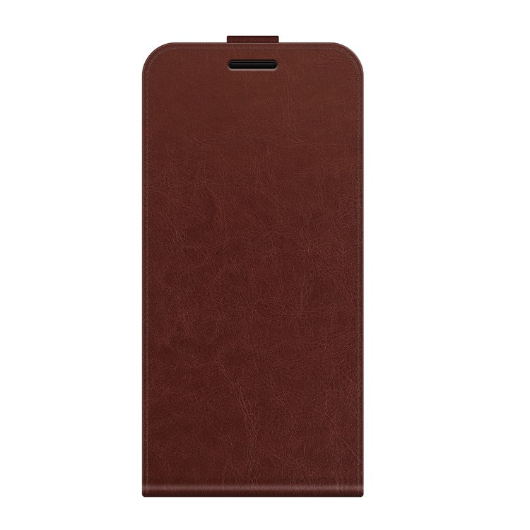 Vertical Flip Crazy Horse Leather Case with Card Slot for Oppo Reno6 5G - Brown