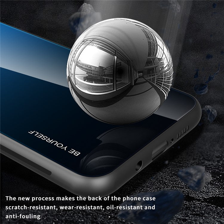 For Realme 8 / 8 Pro Gradient Design Case Anti-Scratch Tempered Glass Phone Cover - Cyan / Blue