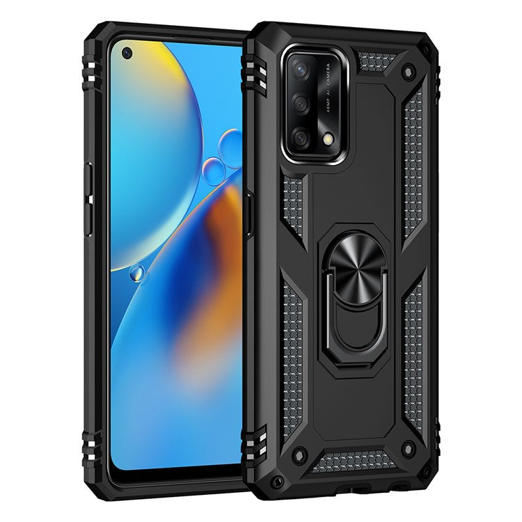 Military Grade Hybrid Hard PC + Soft TPU Heavy Duty Shockproof Protective Phone Case for Oppo A74 4G / Oppo F19 - Black