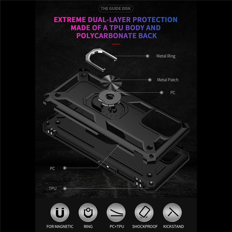 Military Grade Hybrid Hard PC + Soft TPU Heavy Duty Shockproof Protective Phone Case for Oppo A74 4G / Oppo F19 - Black