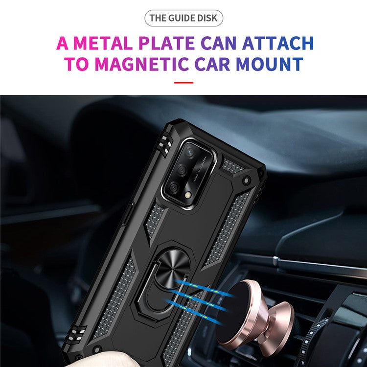 Military Grade Hybrid Hard PC + Soft TPU Heavy Duty Shockproof Protective Phone Case for Oppo A74 4G / Oppo F19 - Black