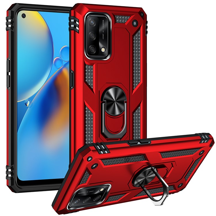 Military Grade Hybrid Hard PC + Soft TPU Heavy Duty Shockproof Protective Phone Case for Oppo A74 4G / Oppo F19 - Red
