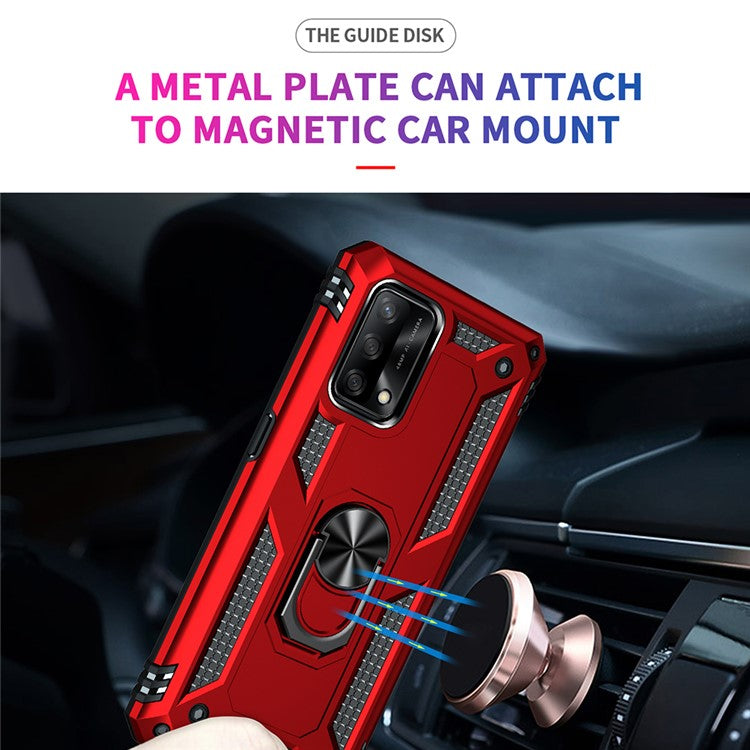 Military Grade Hybrid Hard PC + Soft TPU Heavy Duty Shockproof Protective Phone Case for Oppo A74 4G / Oppo F19 - Red