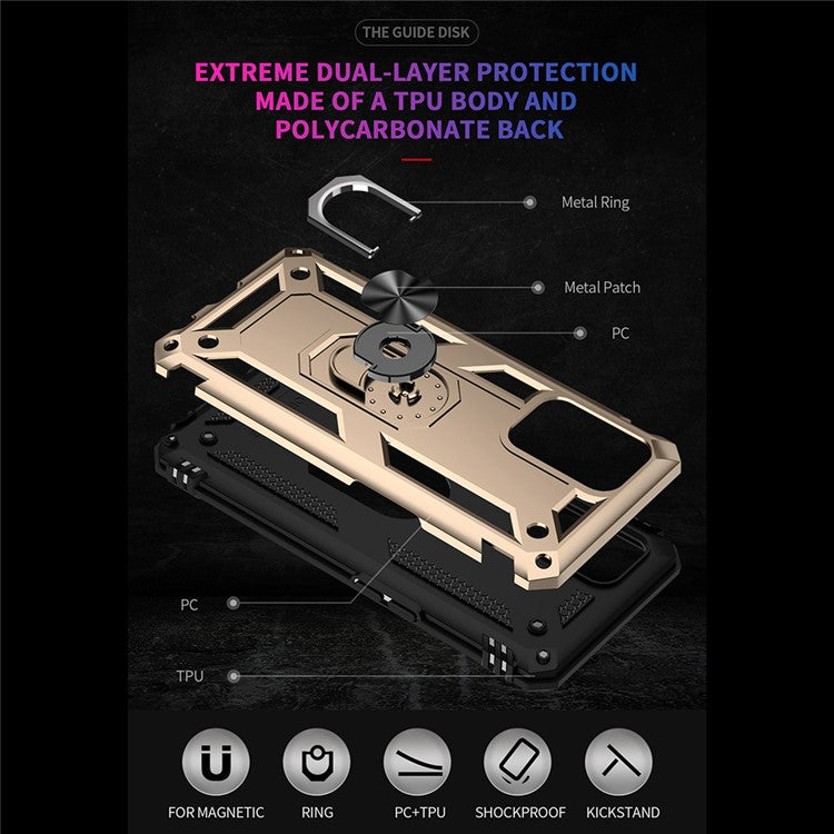 Military Grade Hybrid Hard PC + Soft TPU Heavy Duty Shockproof Protective Phone Case for Oppo A74 4G / Oppo F19 - Gold