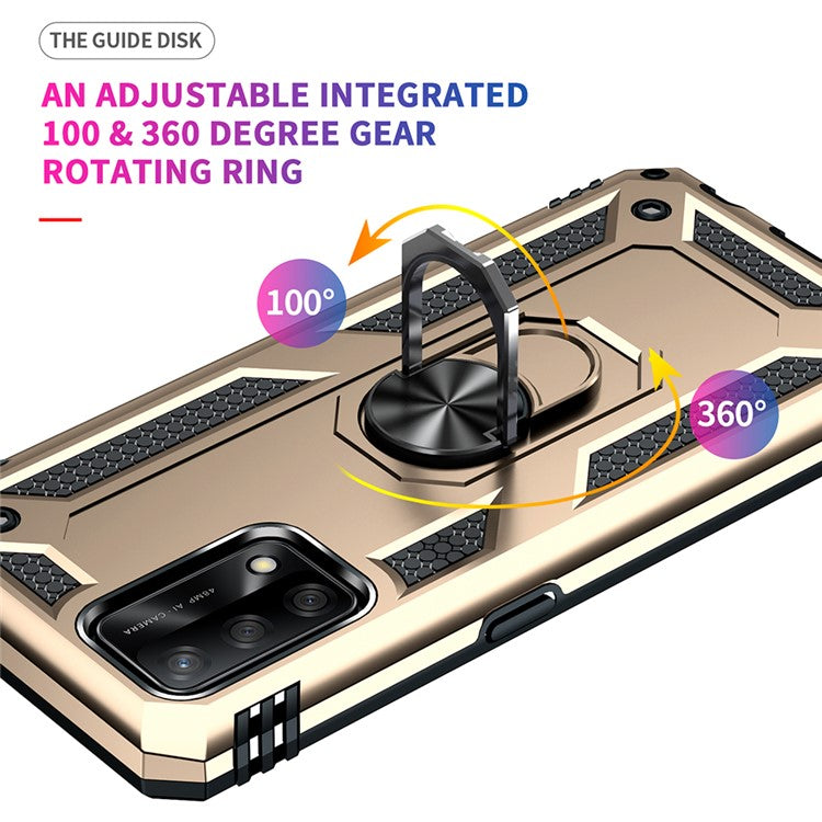 Military Grade Hybrid Hard PC + Soft TPU Heavy Duty Shockproof Protective Phone Case for Oppo A74 4G / Oppo F19 - Gold