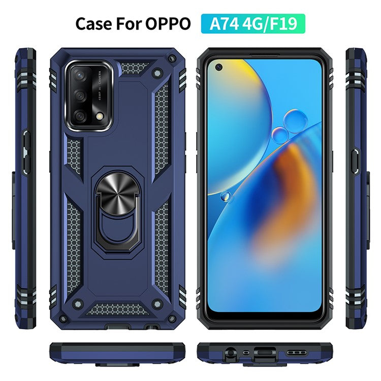 Military Grade Hybrid Hard PC + Soft TPU Heavy Duty Shockproof Protective Phone Case for Oppo A74 4G / Oppo F19 - Blue