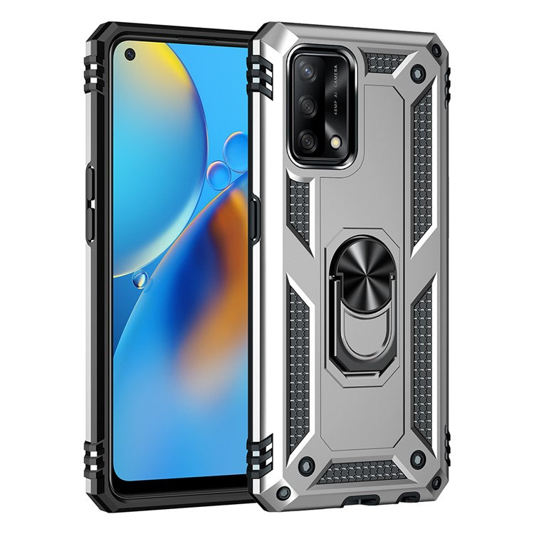 Military Grade Hybrid Hard PC + Soft TPU Heavy Duty Shockproof Protective Phone Case for Oppo A74 4G / Oppo F19 - Silver