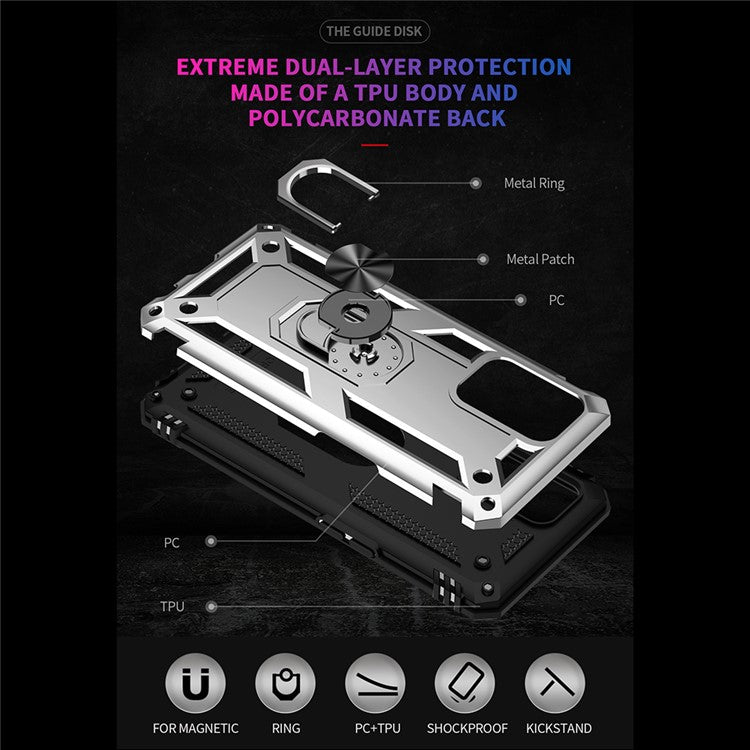Military Grade Hybrid Hard PC + Soft TPU Heavy Duty Shockproof Protective Phone Case for Oppo A74 4G / Oppo F19 - Silver