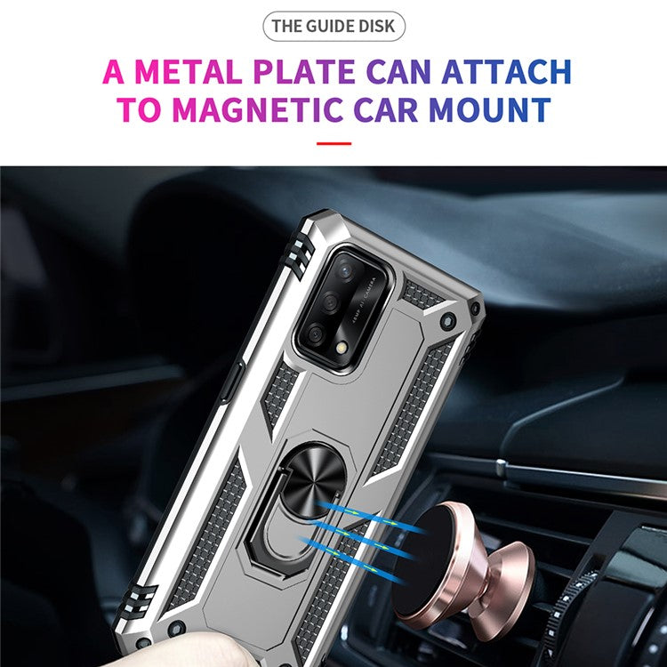 Military Grade Hybrid Hard PC + Soft TPU Heavy Duty Shockproof Protective Phone Case for Oppo A74 4G / Oppo F19 - Silver