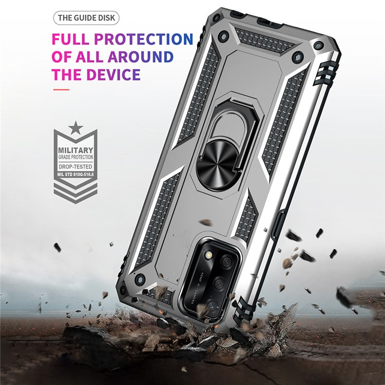 Military Grade Hybrid Hard PC + Soft TPU Heavy Duty Shockproof Protective Phone Case for Oppo A74 4G / Oppo F19 - Silver