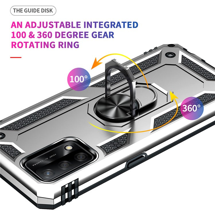 Military Grade Hybrid Hard PC + Soft TPU Heavy Duty Shockproof Protective Phone Case for Oppo A74 4G / Oppo F19 - Silver