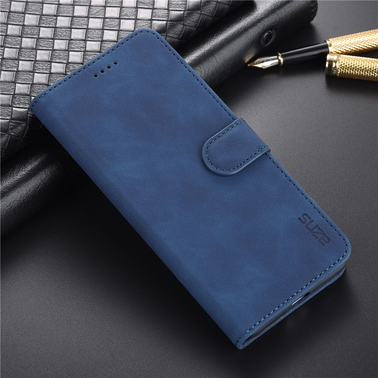 AZNS PU Leather Wallet Phone Cover Stand Case Protector for vivo X60 5G / X60 Pro 5G (Global) - Blue